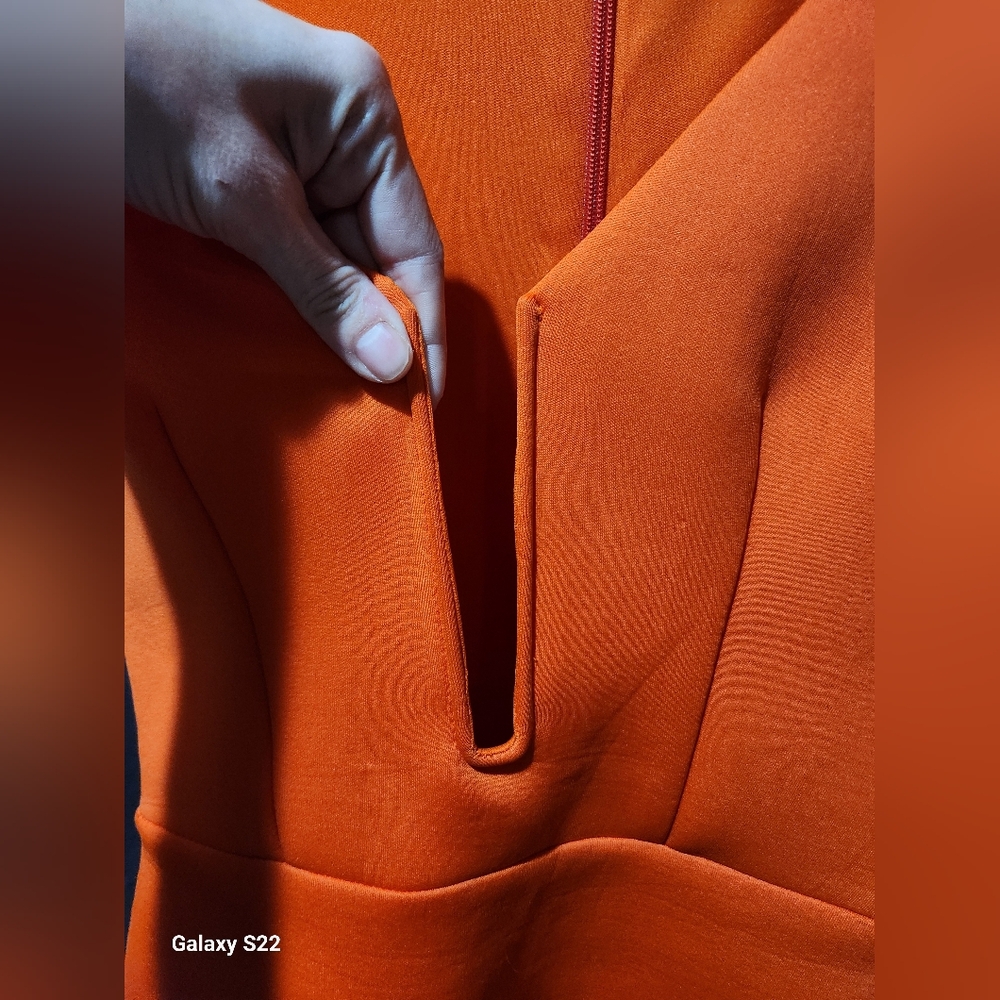 Bebe Orange Bodycon Deep Plunge Cocktail Dress - Picture 3 of 7